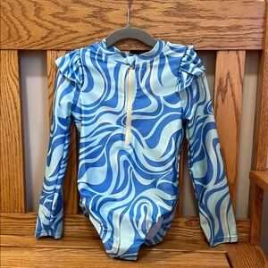 Wonder Nation Blue Rashguard with Dynamic Wave Pattern